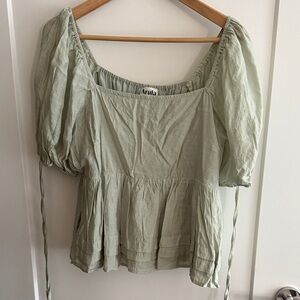 Arula Light Green Peasant Blouse
